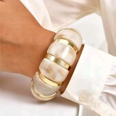 Опис! браслет еластичний манжет, камінь, слонова кістка, акрил, смола