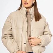 Куртка - пуховик з екошкіри р.L/46-48