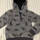 Дуже тепла флісова кофта на підкладці та з хутряним капюшоном на 4-5 років