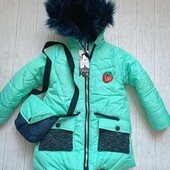 Новая. Нереально крута зимняя курточка, парка для девочек с сумочкой, р.110