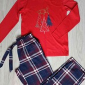 Dunnes stores + Love to lounge брендовый пижамный комплект штаны фланель!!! размер евро 34/36