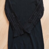 Тепла сукня- светр з ажурними рукавами