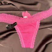 Жіночі яскраві труси-стрінги з квіткою ззаду Koza, рожеві S/M
