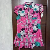Розпродаж! Фирменная новая красивая летняя коттоновая блуза-туника с пояском р. 36евро(10-12)