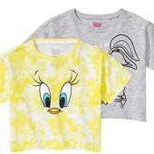Футболка набір 2 шт. укорочені для дівчинки Disney Looney Tunes ,122/128.