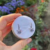 Срібні дитячі сережки метелики з камінцями s925