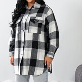 Женская теплая рубашка оверсайз батал