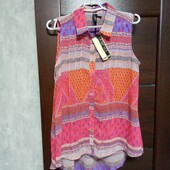 Розпродаж!!!Брендовая шифоновая блуза-туника с удлиненной спинкой р.12-14.