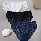 Лот-3шт! Набір однотонних мереживних трусиків L XL 2Xl