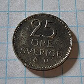 Монета Швеції 25 ере 1973