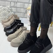 Черевики натуральна замша, шкіра чорний, бежевий