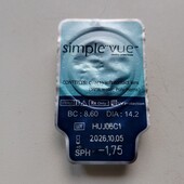 Контактна лінза simple vue щомісячна (-1,75) 1шт., Голандія