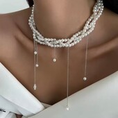 Многослойное ожерелье чокер из жемчуга