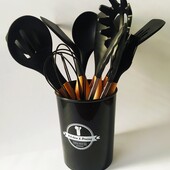 Набор силиконовых приборов для кухни с деревяной ручкой 12 предметов Кухонная посуда|