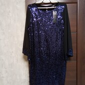 Брендовое новое красивое платье с пайетками р.14-16.