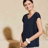 Стильная льняная футболка Esmara S evro 36/38+6 синяя