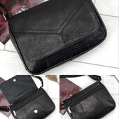 Чорна сумка натуральна шкіра