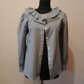 Блузка бавовняна з рюшами роз.46