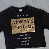 River island брендовая хлопковая стильная укороченная футболка на девочку рост 128 /134 см