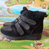 Зимові шкіряні нубук черевики з хутром 37-38 р. зимние кожаные нубук ботинки с мехом 37-38 р. в сер