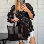 Сумка шопер шоколад Натуральна замша довгі і короткі ручки велика