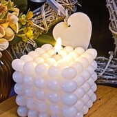 Светодиодная Led свеча из настоящего воска "Bubble Cube" с таймером