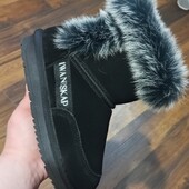 Натуральні підліткові - дитячі ! Стильні зимові чобітки уггі з хутряною опушкою • Натуральний замш