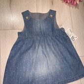 Нова з бірками коттонова сукня на 4-6місяців.