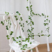 Зеленая шелковая искусственная подвесная гирлянда из листьев, 3 шт по 205 см, Штучна гірлянда