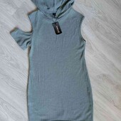 Shein брендовое стильное платье с капюшонном размер S M