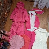 Лот речей для дівчинки ❤️, комбінезон для сну і костюм на флісі для двору, 122-134р