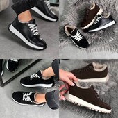 36-41 рр зимові кросівки натуральна замша/шкіра чорний, коричневий