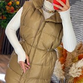 Теплая женская жилетка экокожа био-пух