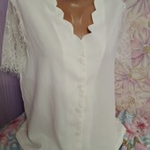 Нова!Блуза білосніжна з ажуром Ог 100.укрп 50%