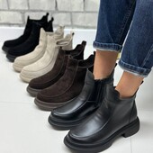 36-41 рр черевики натуральна замша/шкіра чорний, шоколад, бежевий.