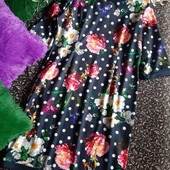 Платье миди в горошек и цветами