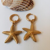 Сережки кільця, конго підвіска об'ємна морська зірка, медзолото