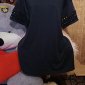 ❤️Брендовая натурал темно синия с кружевом трикотаж туника новая❤️Турция.Пог.112-172.Поб.126-190см.