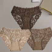 Лот-3шт! Набір однотонних мереживних трусиків L 2XL