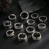 Великий набір каблучок, кільця 12 шт крила, текстурні, рифлені. Розмір замінюється