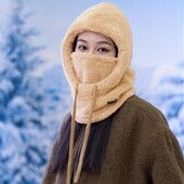 Капор шапка шапка-шарф балаклава зимняя женская шапка балаклава цвет бежевый