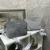 Клатч сірий натуральна замша на плече з в стилі МК