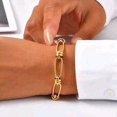 Браслет довгі ланки скручені, вузол, медзолото