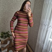 В'язане, тепле плаття в широкий рубчик, по фігурці❤️