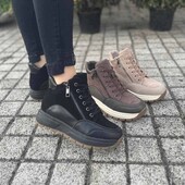 Ботинки жіночі чорні шкіряні md, зима