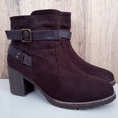 Коричневі ботильйони, демі черевики, жіночі чоботи на широку ногу, весна осінь, р. 41
