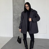 Утеплене жіноче пальто-піджак оверсайз крою