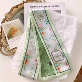 Твіллі, хустинка, хустка, стрічка двостороння зелена, квіти, луг, напис, слова