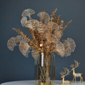 Остаток 3 веточки, как на фото Искусственные золотые листья гинкго и эвкалипт листя гінкго+евкаліпт