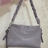 Кожаная сумка Polina&Eiterou. Серый, сиреневый